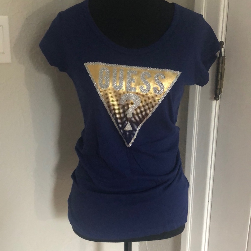 Ladies Dark Blue Guess T-Shirt - Size Small